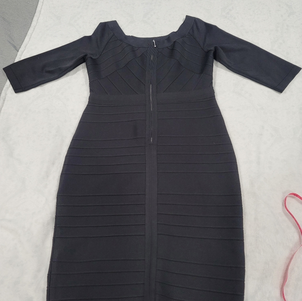 midi dress JS collections black fitted bodycon size 12. - Picture 11 of 15